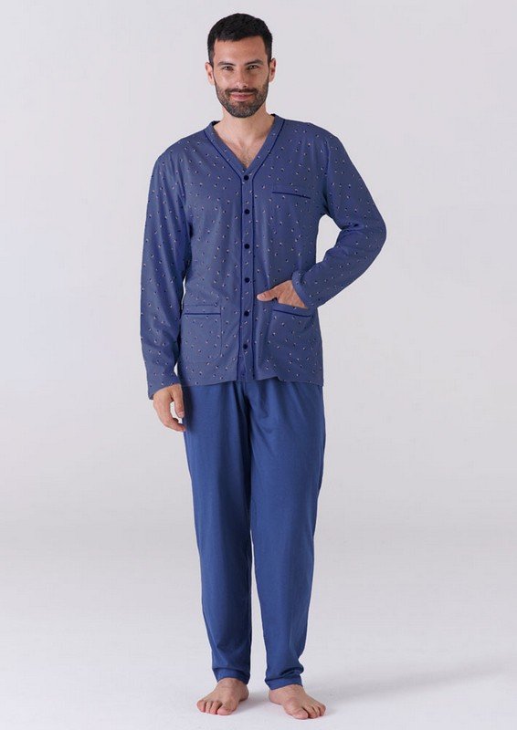 Pigiama Uomo Cotone Aperto Davanti Karelpiù cod.KC6207