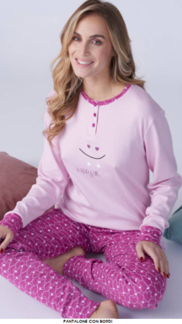 Pigiama Donna Lungo Caldo Cotone Karelpiù cod.KF9064