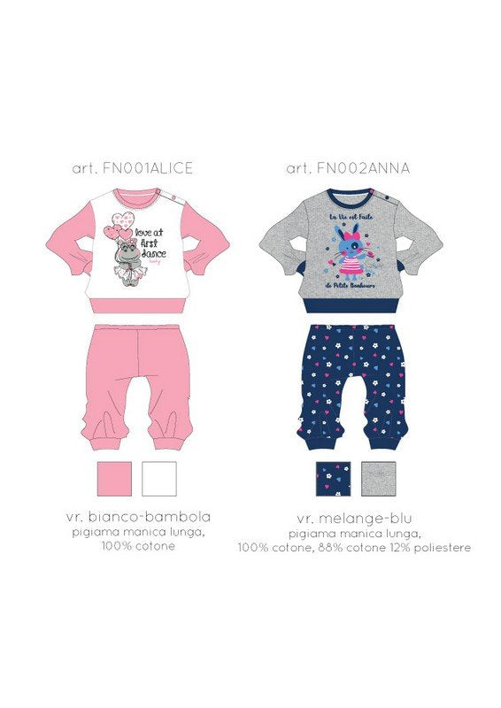 Pigiama Neonata Cotone Lungo Hooky cod.Alice