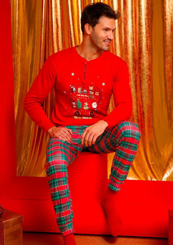 Pigiama Uomo Lungo Caldo Cotone Natale Il Granchio GP2108