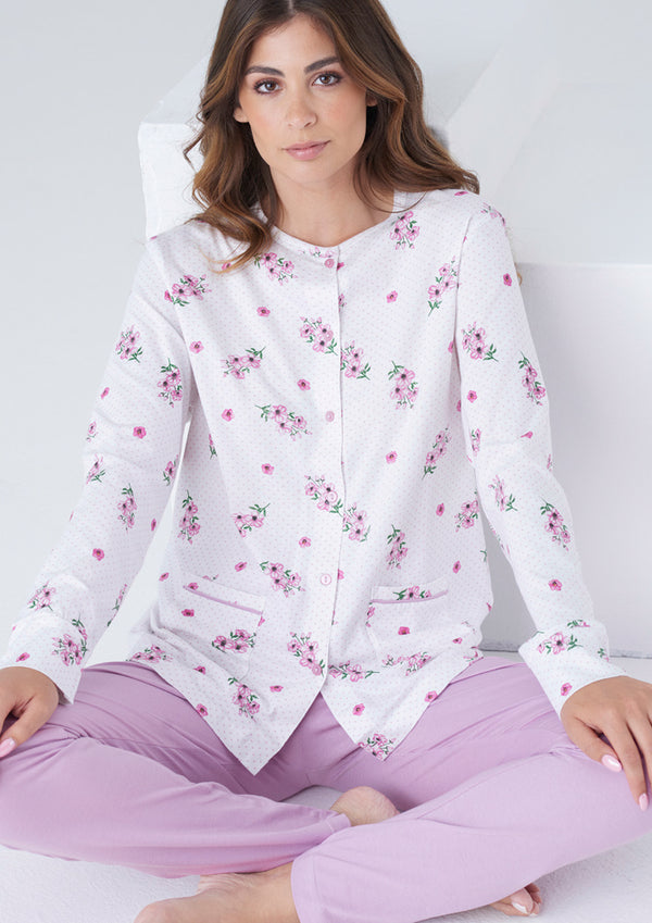 Pigiama Donna Aperto Davanti Cotone Karelpiù cod.KC8015