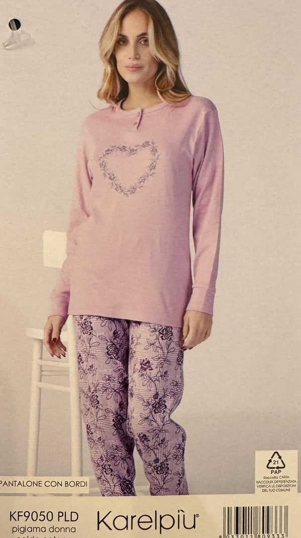 Pigiama Donna Lungo Caldo Cotone Karelpiù cod.KF9050