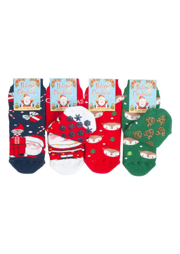 CALZA CORTA ABS ANTISCIVOLO NEONATO NATALE LEON D'ORO 379