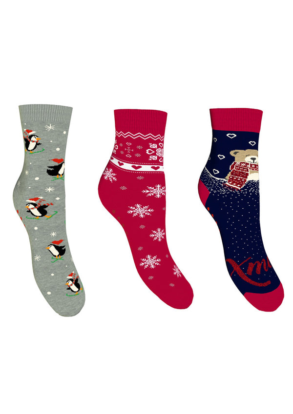 Calza corta antiscivolo abs donna caldo cotone Natale COVERI COD.COMET-GB_MIX2