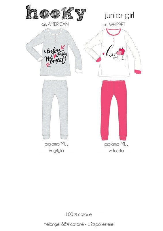 Pigiama Ragazza Lungo Cotone Hooky cod.American