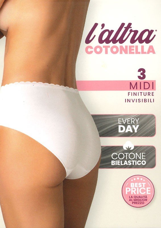 Slip Donna Cotone Tripack Midi Cotonella cod.GD293
