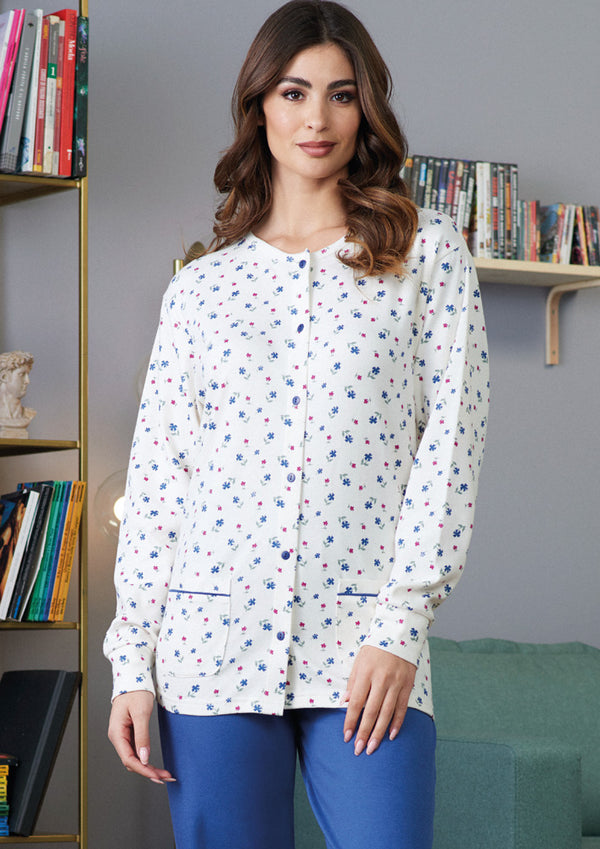Pigiama Donna Aperto Davanti Caldo Cotone Karelpiù cod.SE7409